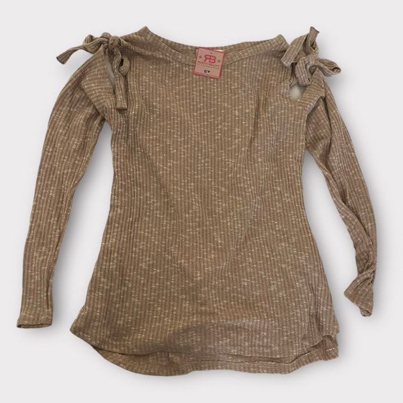 New. Tan Promesa Long Sleeve Top with Shoulder Ties - Picture 2 of 5